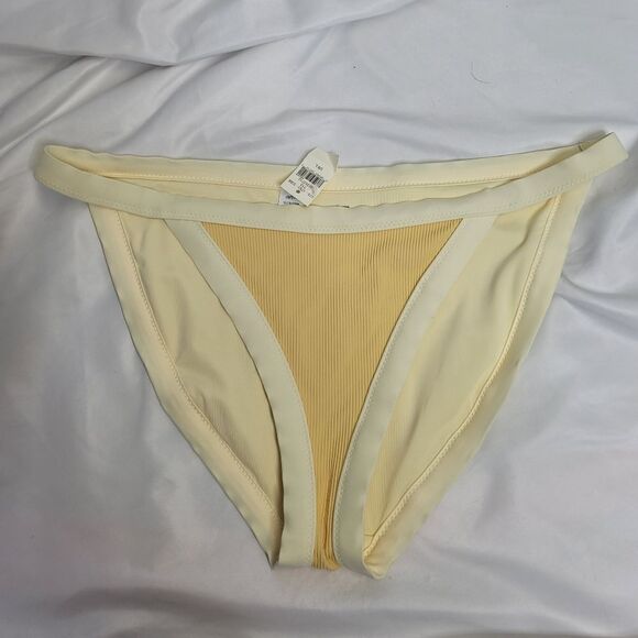 NEW AERIE floral triangle bikini top and ribbed high cut bottoms L - Picture 3 of 12